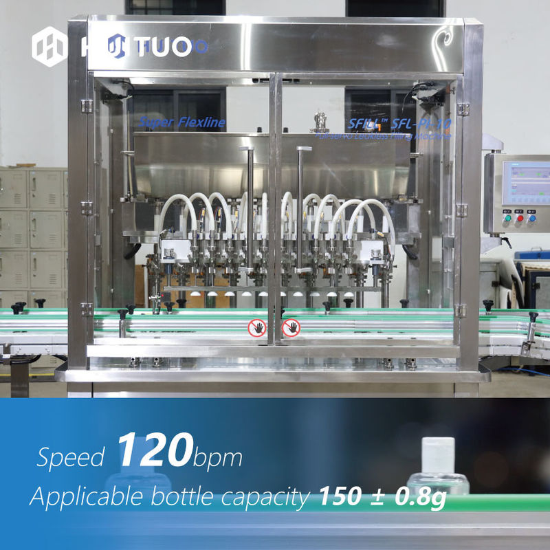 Huituo 10 Kafa Lineer Servo Pistonlu PET Plastik Şişe Bebek Yağı İçin Dolum Makinesi